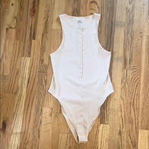Good American Ribbed Snap Button Front Bodysuit
